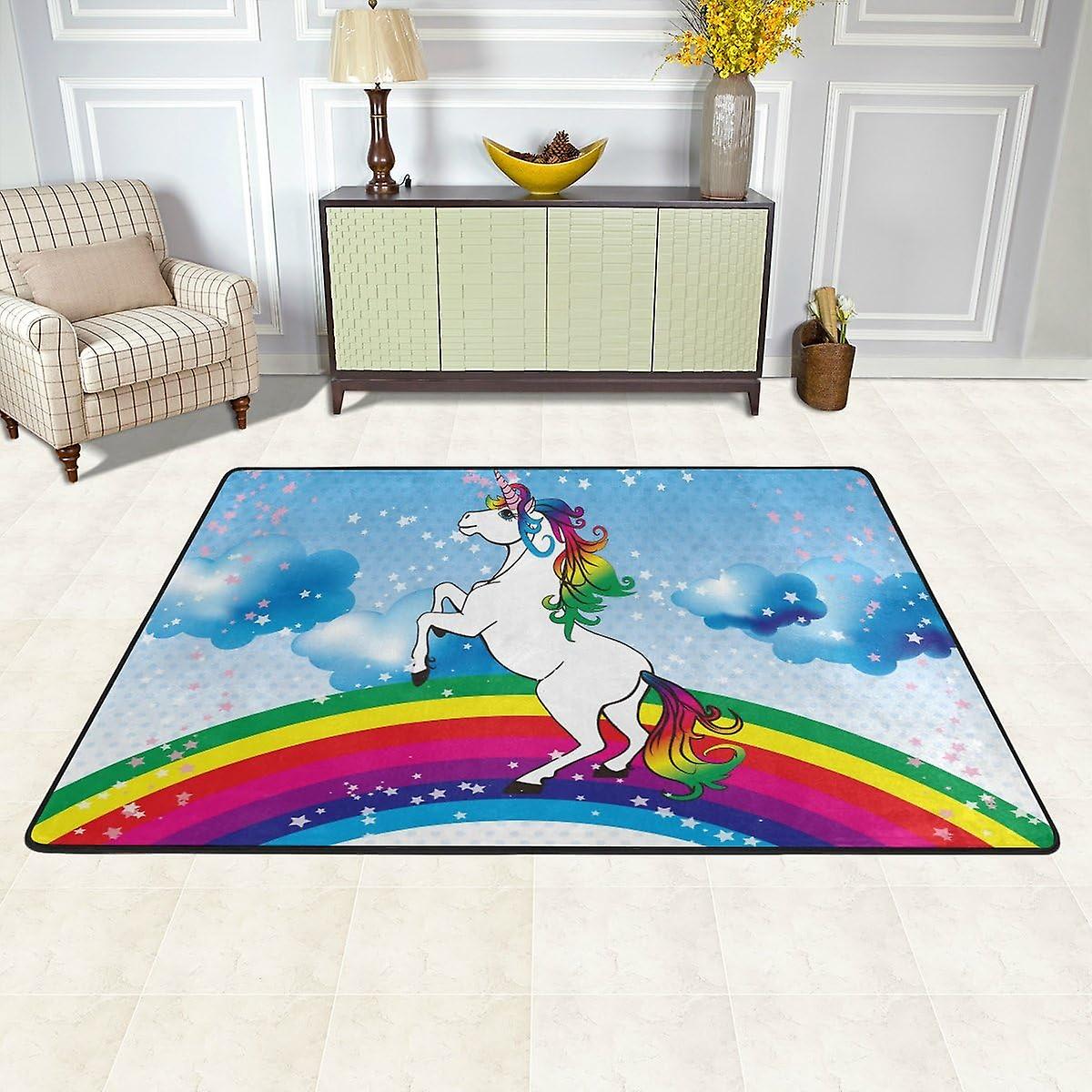 Colourlife Lightweight Carpet Mats Area Soft Rugs Floor Mat Doormat Decoration For Rooms Entrance 36 X 24 Inches Unicorn Rainbow Believe Your Dream