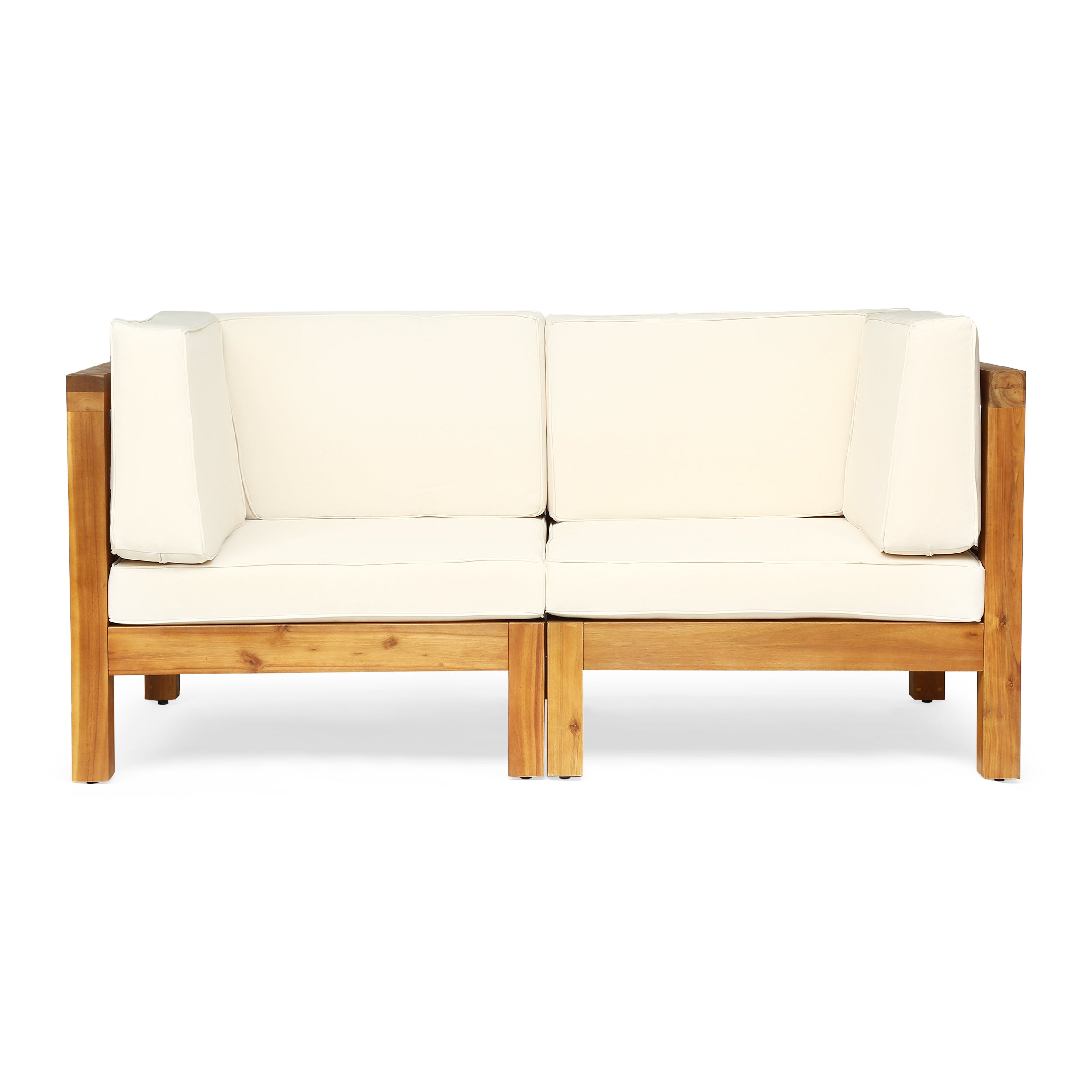 Brava Outdoor Modular Acacia Wood Loveseat with Cushions