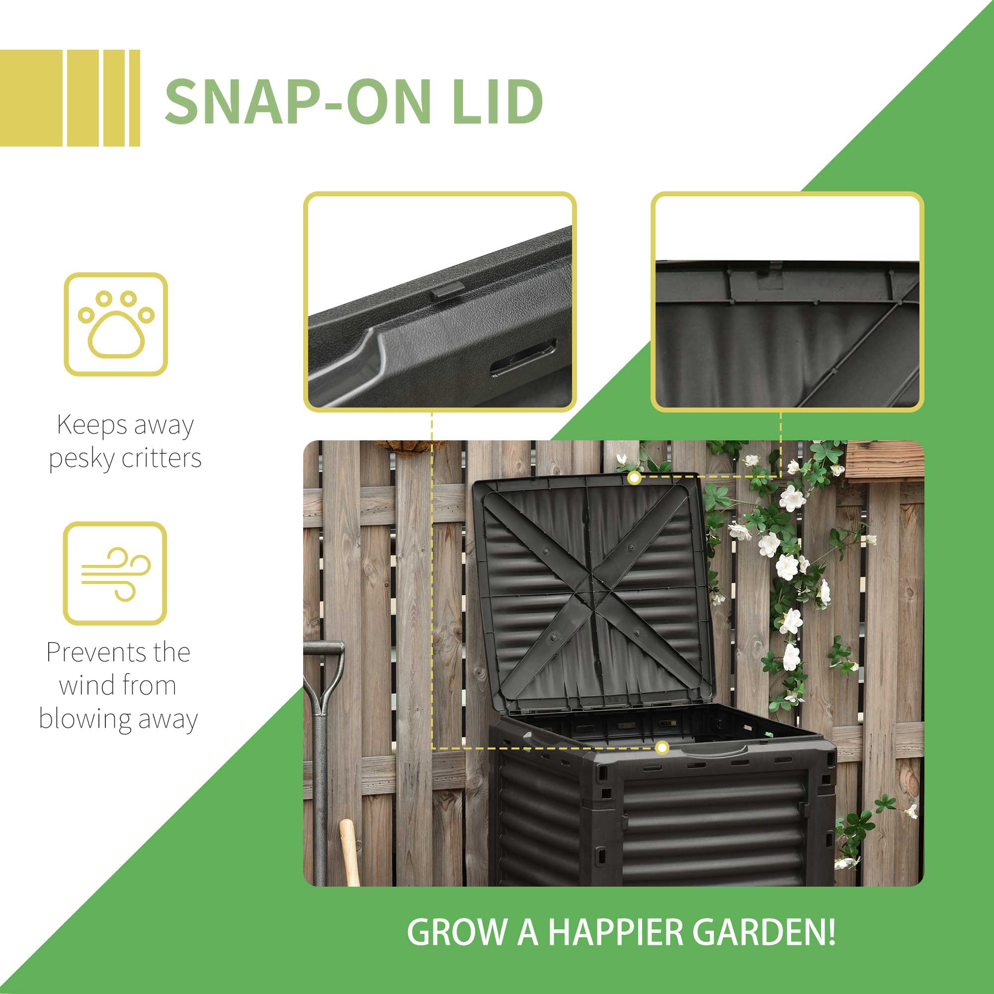 Garden Compost Bin, 80 Gallon Large Outdoor Compost Container with Easy Assembly