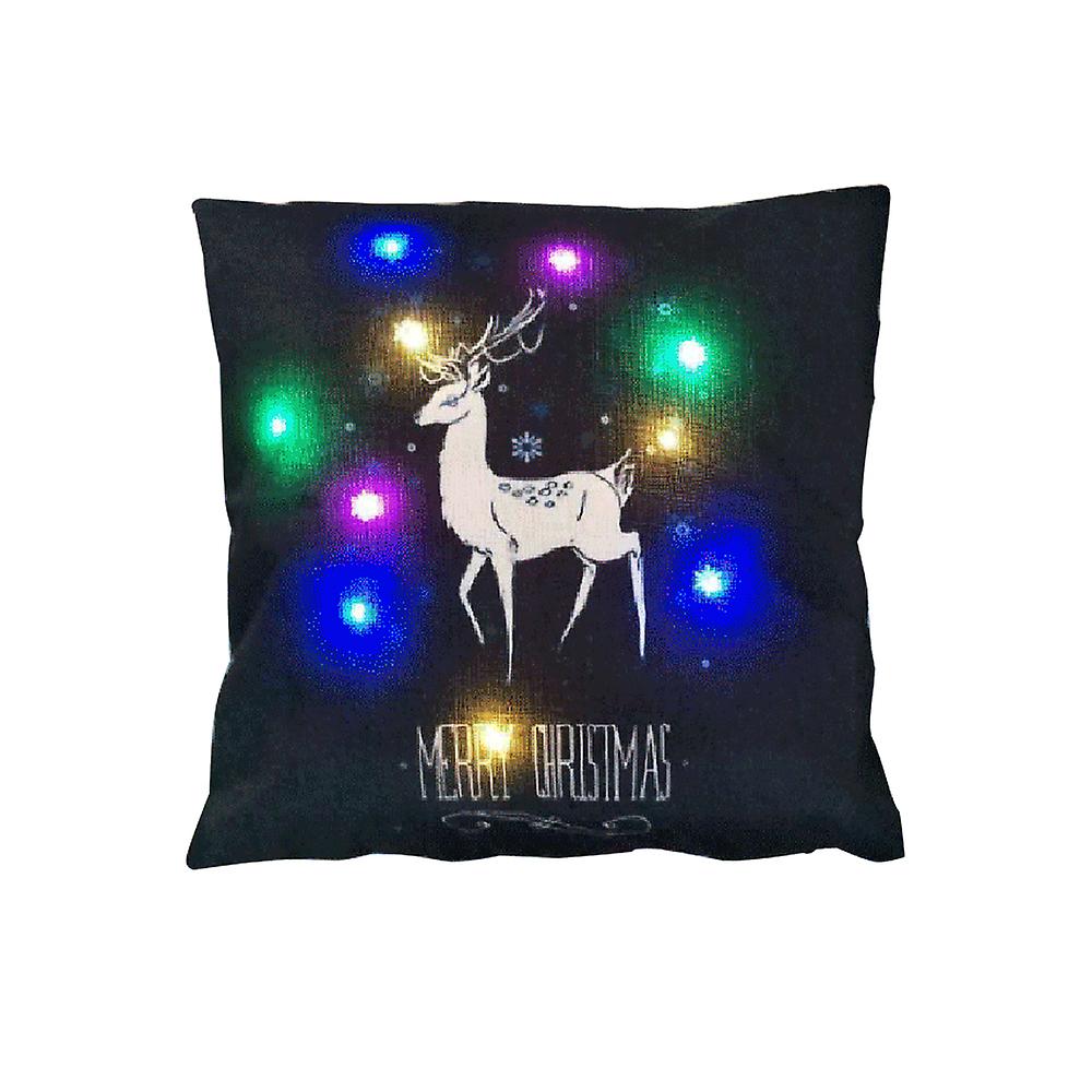 18 * 18 Inches / 45 * 45cm Linen Colorful Led Light Merry Christmas Cushion Cover Decorative Sofa Car Throw Pillow Case Pillowcase Christmas Window Be