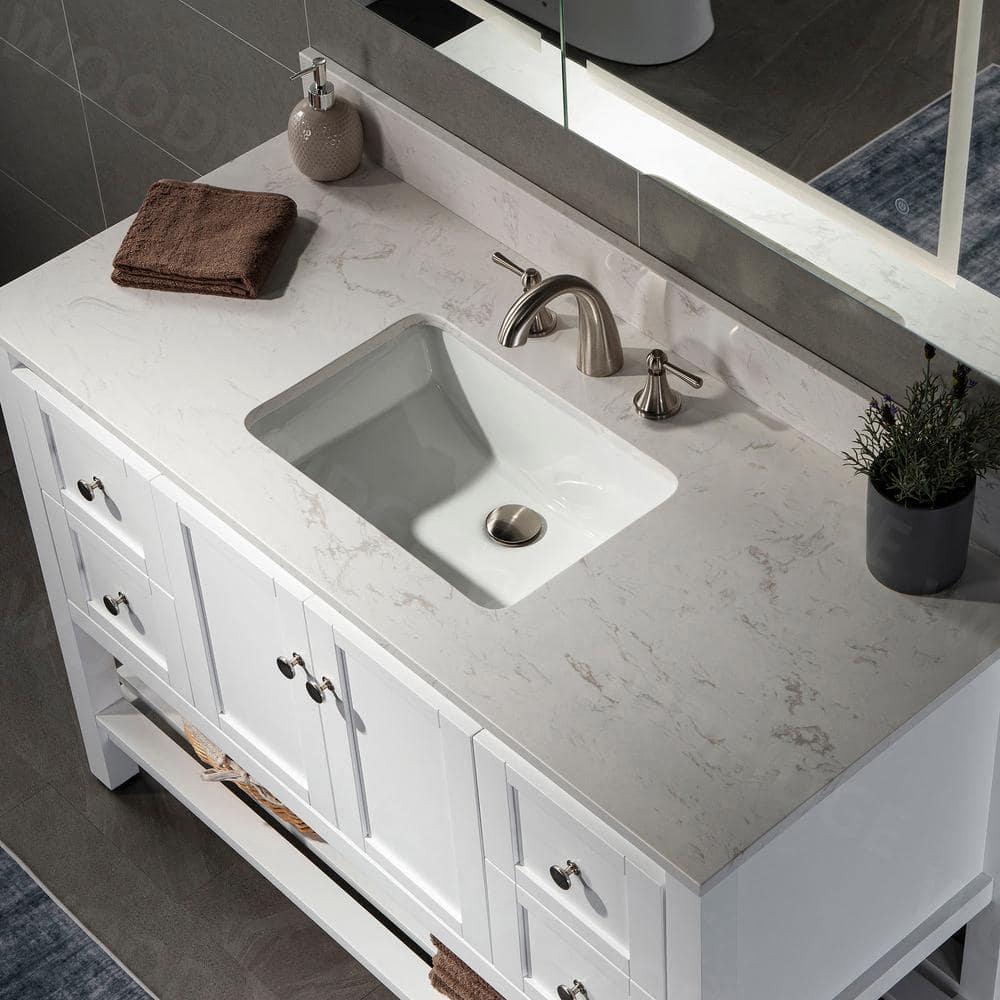 WOODBRIDGE 49 in W X 22 in D Engineered Stone Vanity Top in Carrara White with Single White Sink