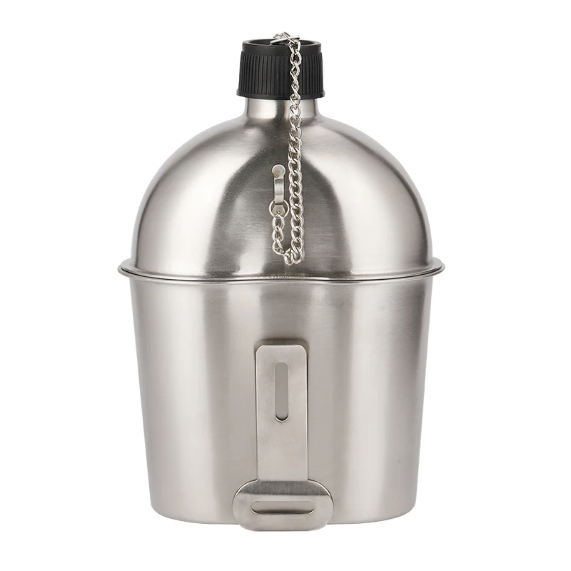 Stainless Steel Canteen with Cup 1/1.3L sports camping water canteen bottle for camping   hiking