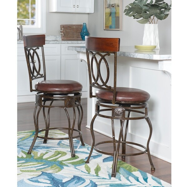 Linon Circle of Life Counter Stool with Brown PVC