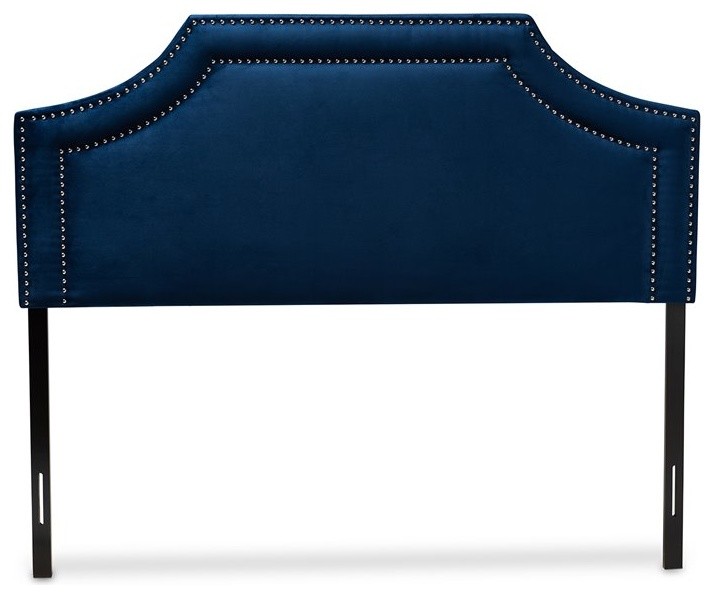 Baxton Studio Avignon Velvet and Wood Full Headboard in Navy Blue   Contemporary   Headboards   by Fratantoni Lifestyles  Houzz