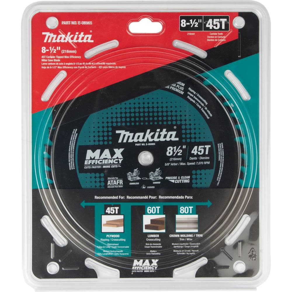 Makita Max Efficiency Miter Saw Blade 8 1/2 45 Tooth Thin Kerf ;