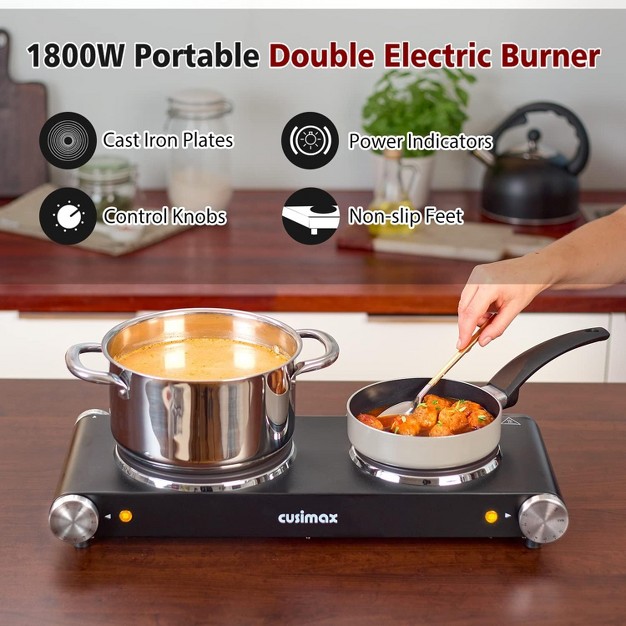 Cusimax Double Hot Plate For Cooking stainless Steel Electric Burner