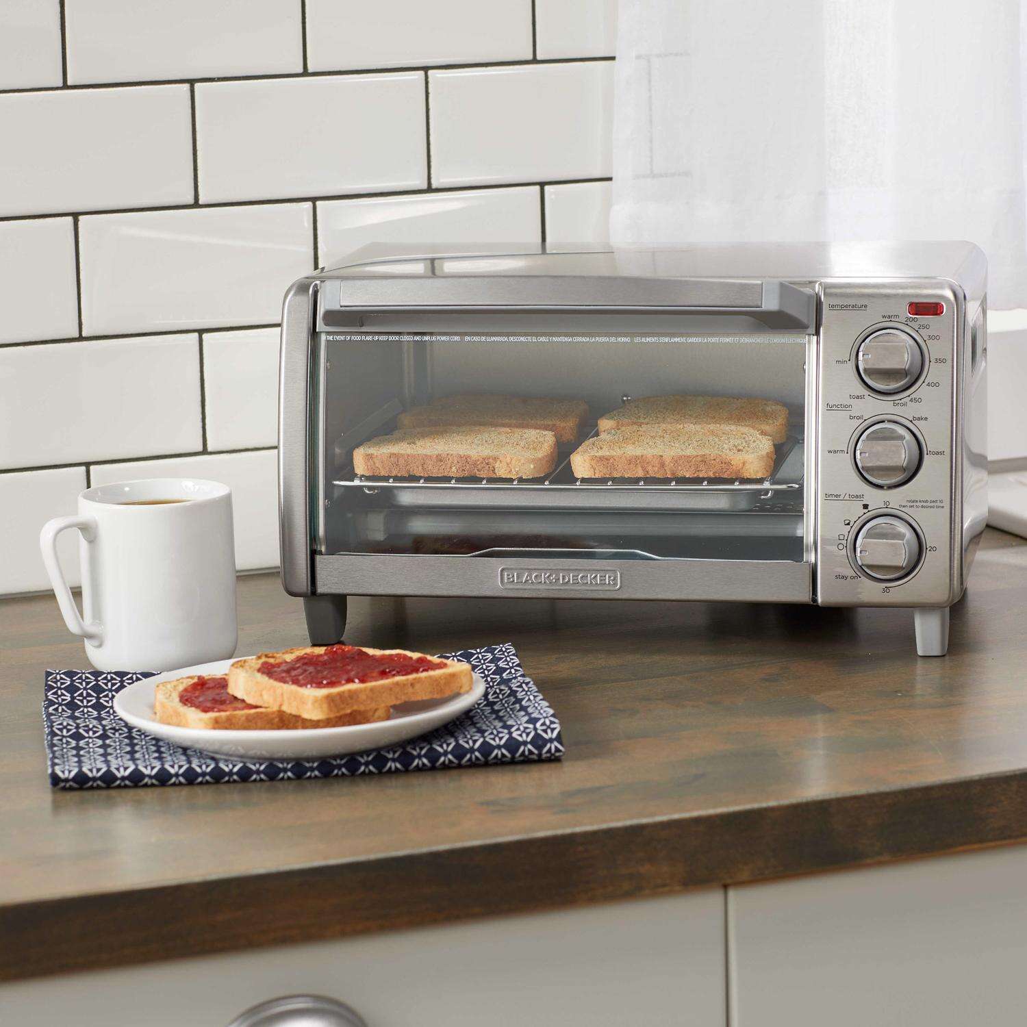 Black+Decker Stainless Steel Silver Toaster Oven 9.33 in. H X 11.97 in. W X 17.2 in. D