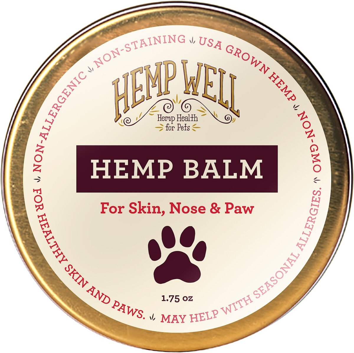 Hemp Well Cat and Dog Skin， Nose and Paw Hemp Balm， 1.75-oz tin