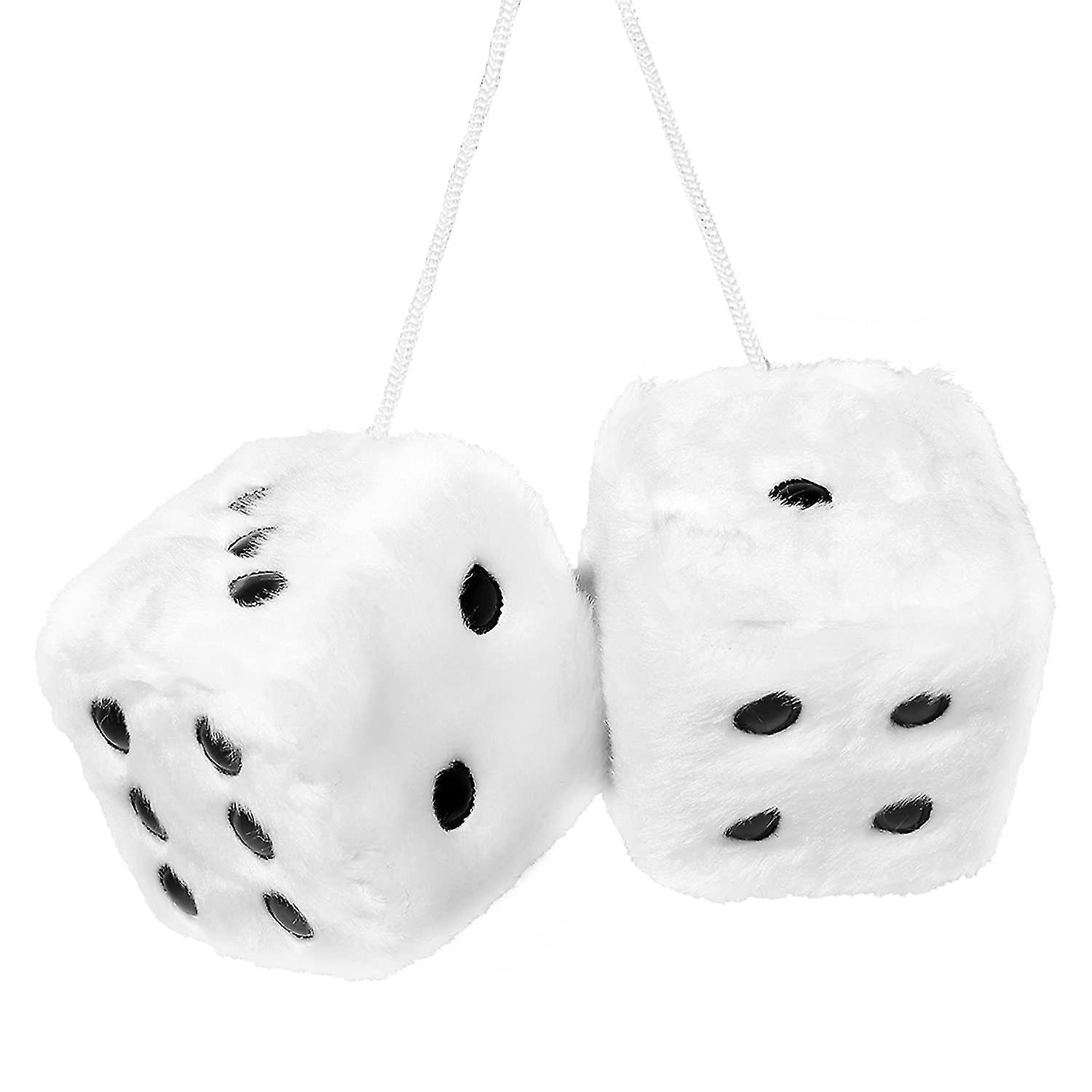 Mirror Hanging Couple Fuzzy Plush Dice For Car Decoration