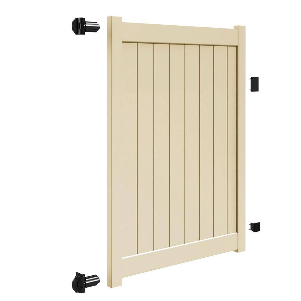 Barrette Outdoor Living Bryce and Washington Series 5 ft. W x 6 ft. H Sand Vinyl Un-Assembled Fence Gate 73025132