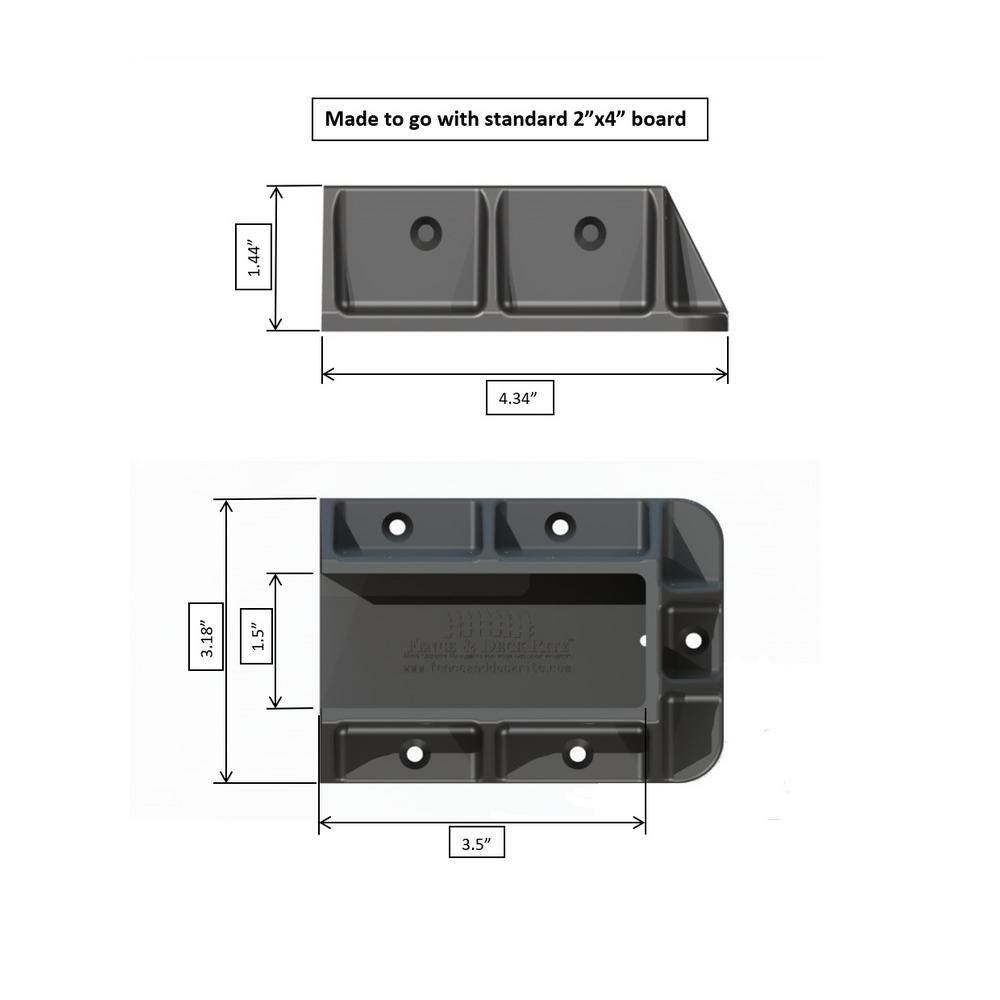 FENCE  DECK RITE 2 in. x 4 in. Sturdy Railing Hangers Fits Standard Railings Reinforced Black Polypropylene (8-Pieces) FDR-RH-8