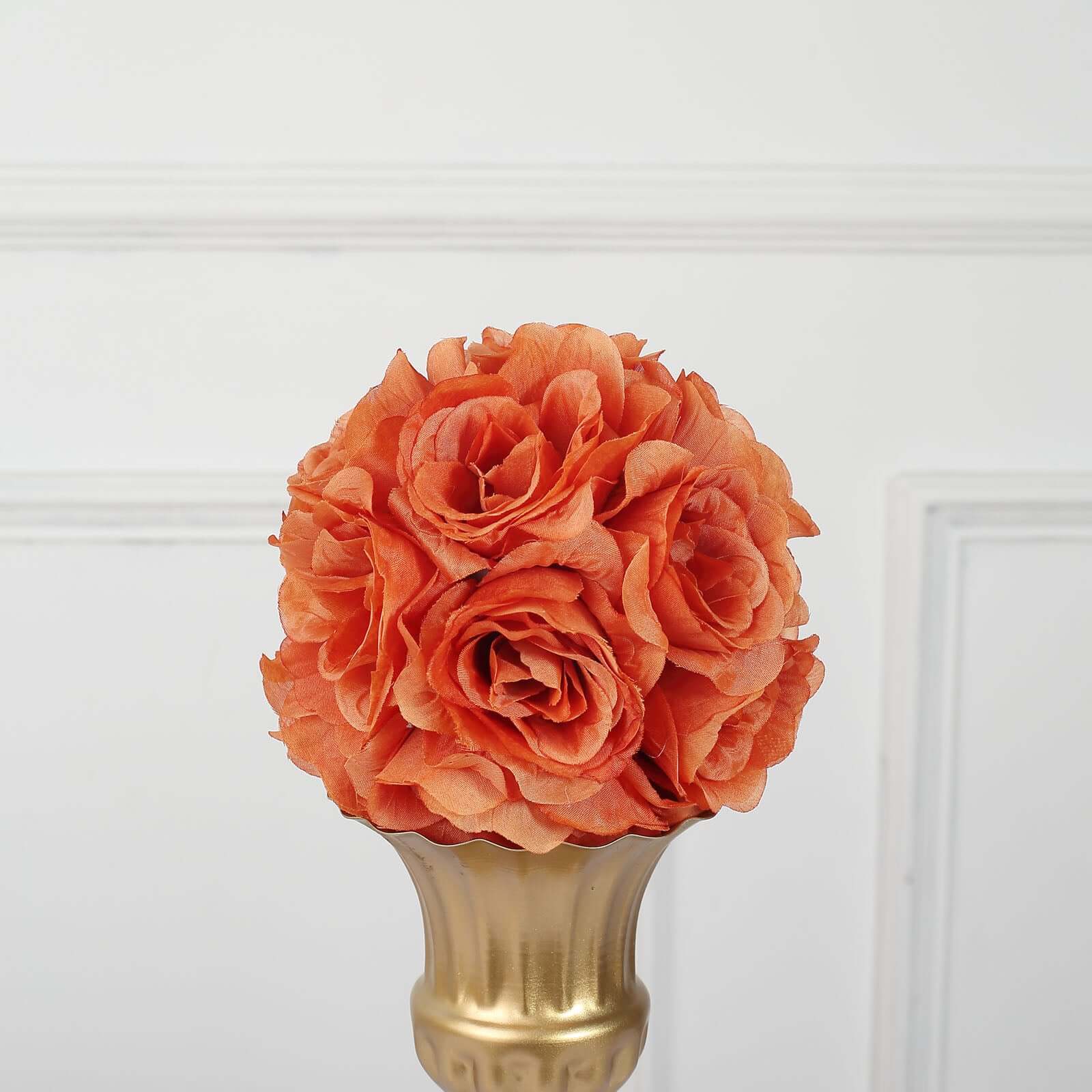 2 Pack Terracotta (Rust) Artificial Silk Rose Kissing Ball, Faux Flower Ball 7