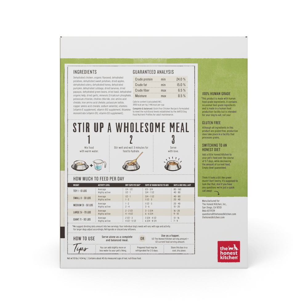 The Honest Kitchen Grain Free Chicken Recipe Dehydrated Dog Food