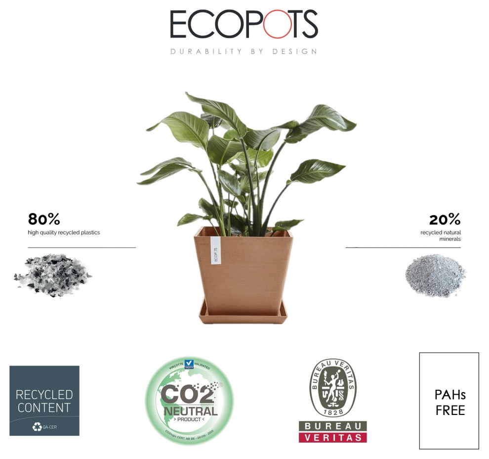 Ecopots Plastic Rotterdam Square Pot Planter  Terracotta Color  15.75 quot  Contemporary   Outdoor Pots And Planters   by Esbenshades Greenhouses  Houzz