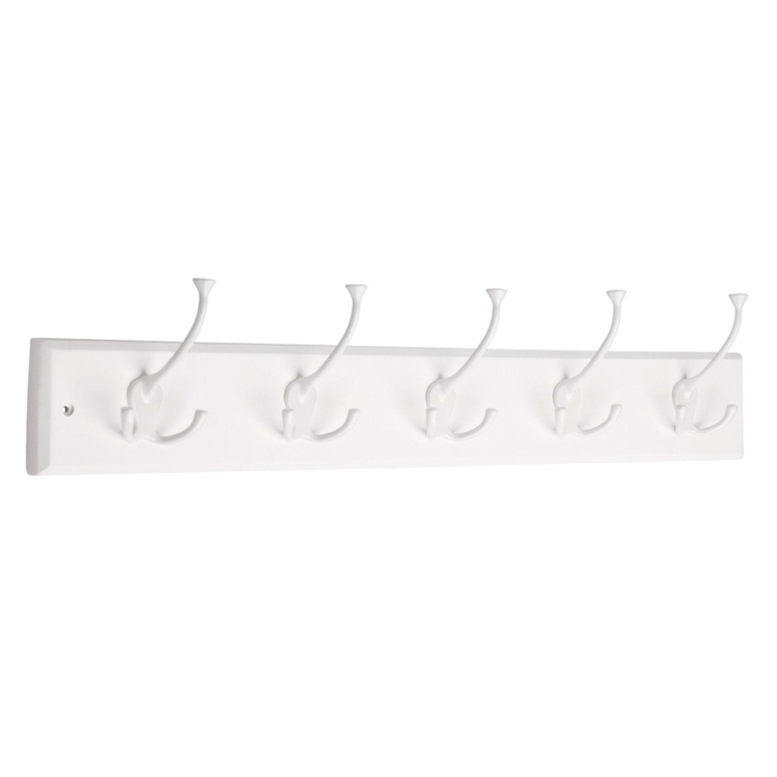 Liberty Hardware 27 in. Coat and Hook Rack with 5-Tri-Hooks - Flat White / White