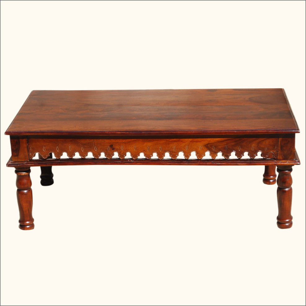 Oklahoma Farmhouse Solid Wood Hand Carved Coffee Table   Traditional   Coffee Tables   by Sierra Living Concepts Inc  Houzz