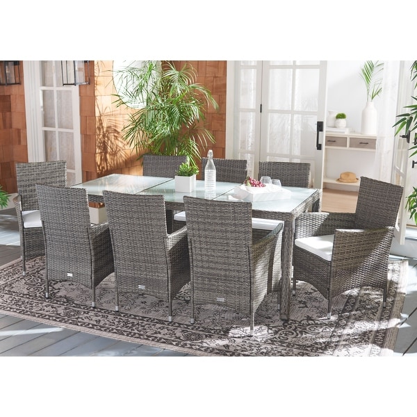 SAFAVIEH Outdoor Hailee 9Piece Wicker Dining Set