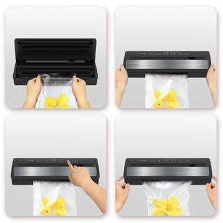 NutriChef Reusable Vacuum Food Bags Automatic Food Vacuum Sealer Electric Air Sealing Preserver System PKVS25BK