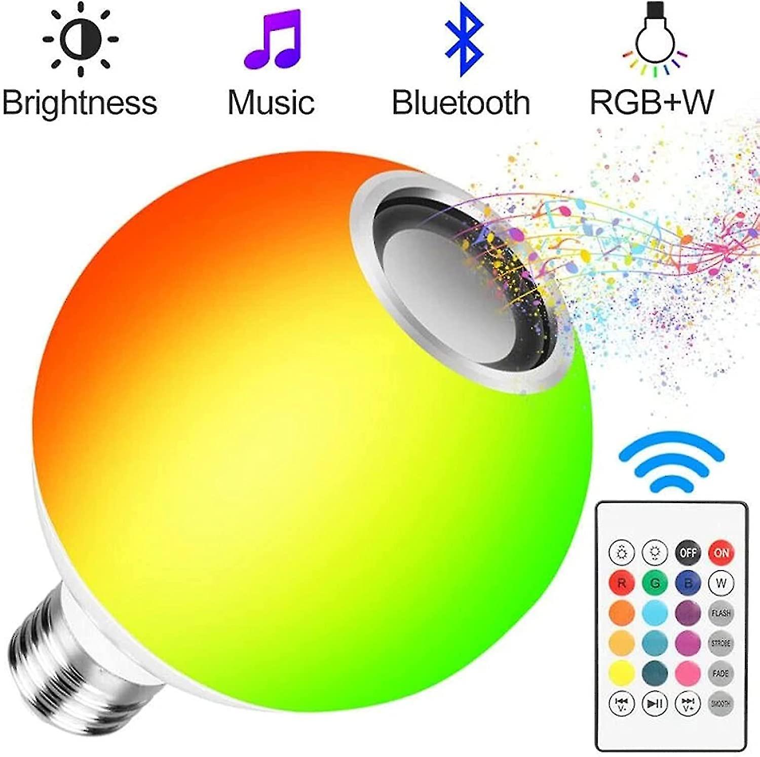 E27 Bluetooth Speaker Smart Music Led Light Bulb，with Remote，wireless Rgb Led Playback Speaker Dimmable Light