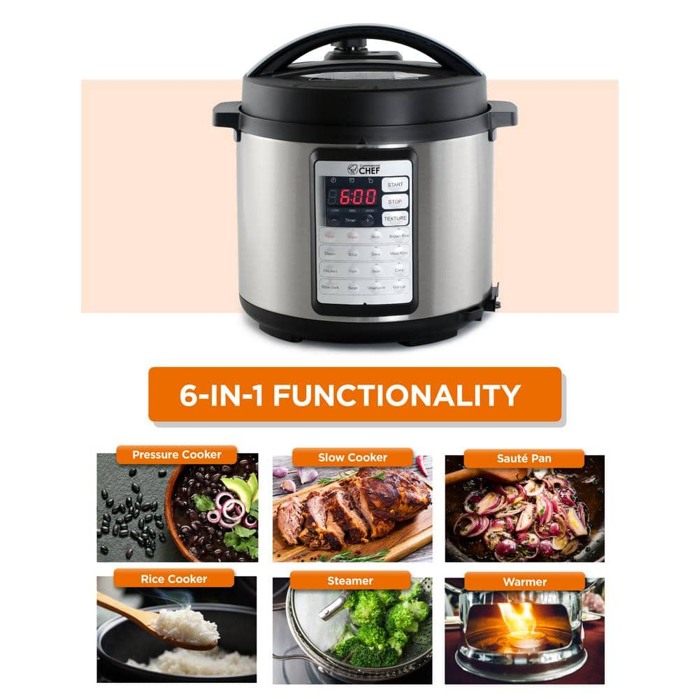 Commercial CHEF 6.3 qt. Stainless Steel 13-in-1 Electric Pressure Cooker CHP63MS