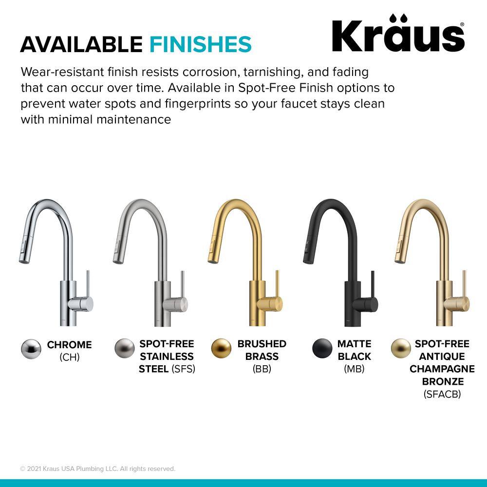 KRAUS Oletto Single Handle Pull Down Sprayer Kitchen Faucet with QuickDock Top Mount Installation Assembly in Matte Black KPF-2620MB