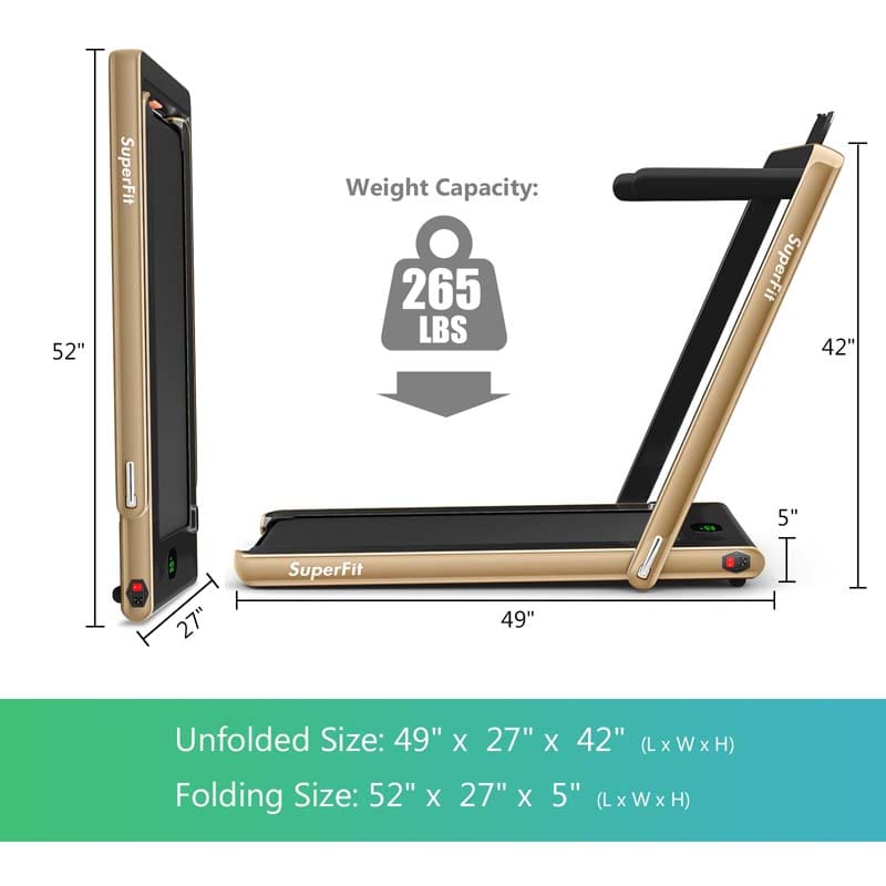 2 in 1 Folding Electric Treadmill for Home Gym, 2.25HP Under Desk Treadmill, Portable Walking Running Machine with Bluetooth Speaker