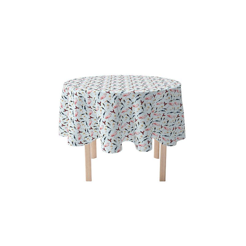 Round Tablecloth， 100% Polyester， 60 Round， Jungle Birds