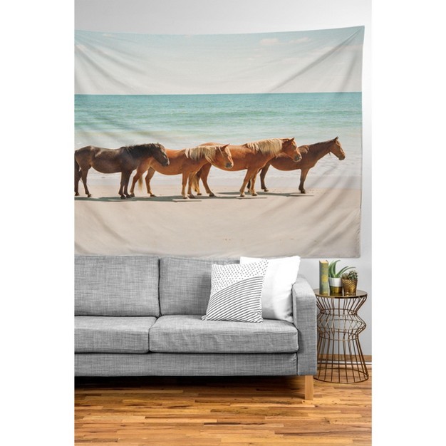 Kevin Russ Summer Beach Horses Tapestry Society6