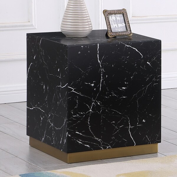 Best Master Furniture Bennacio Faux Marble Square End Table