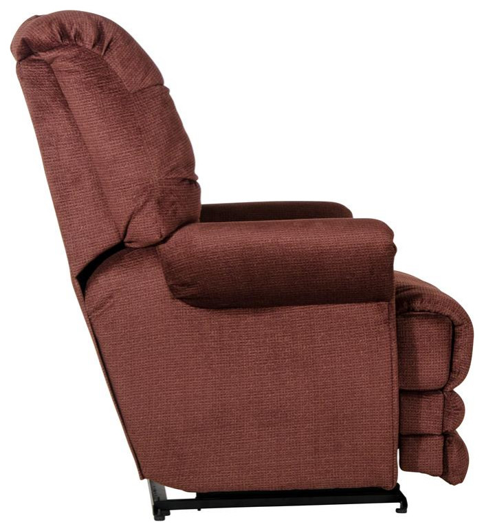 Barkley Power Lay Flat Recliner with Extended Ottoman in Red Polyester Fabric   Transitional   Recliner Chairs   by Homesquare  Houzz