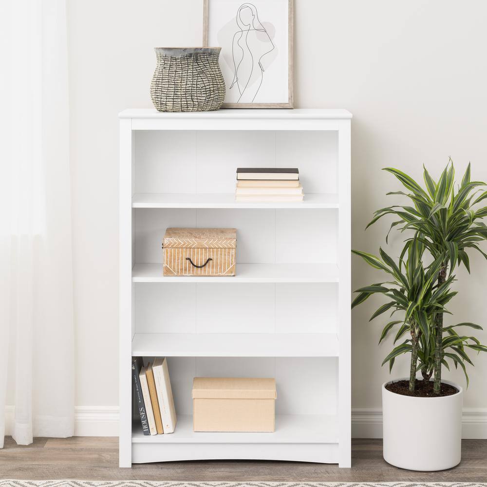 Prepac Home Office 31.5 in. in Wide White 4-Shelf Standard Bookcase WDL-3248