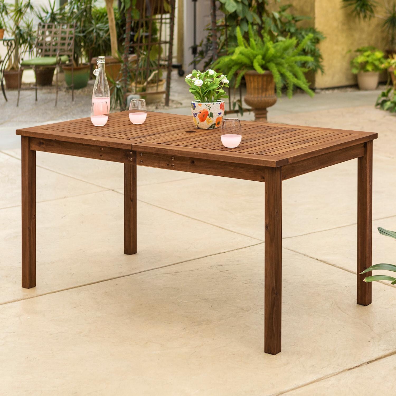 Ultimate Patio Camille Way 60 X 34 Inch Rectangular Dark Brown Acacia Patio Dining Table