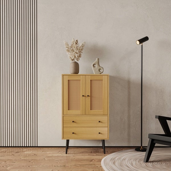 Wooden Sideboard with 2 Drawers and 1 Door Storage in Oak