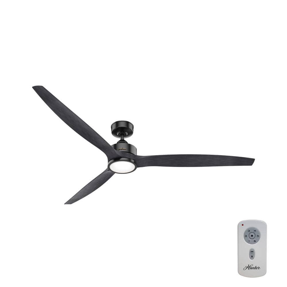 Hunter Park View 72 in Integrated LED IndoorOutdoor Matte Black Ceiling Fan with Light Kit and Remote