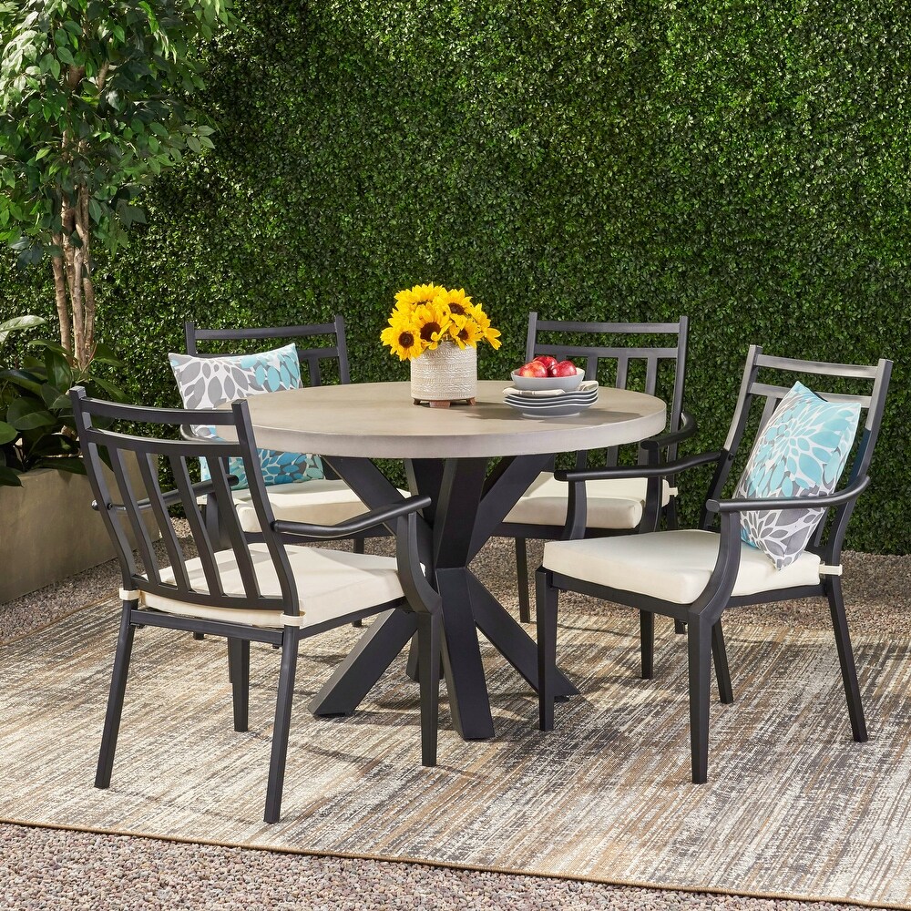 Delmar Outdoor 5 Piece Dining Set with Light Weight Concrete Table by Christopher Knight Home