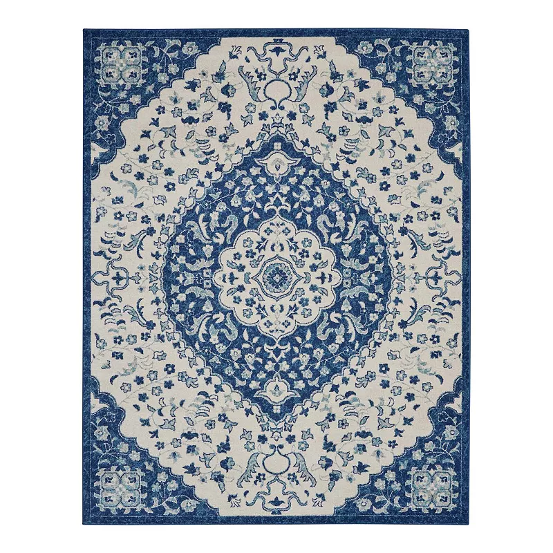 Nourison Passion Worldly Ivory Blue Area Rug