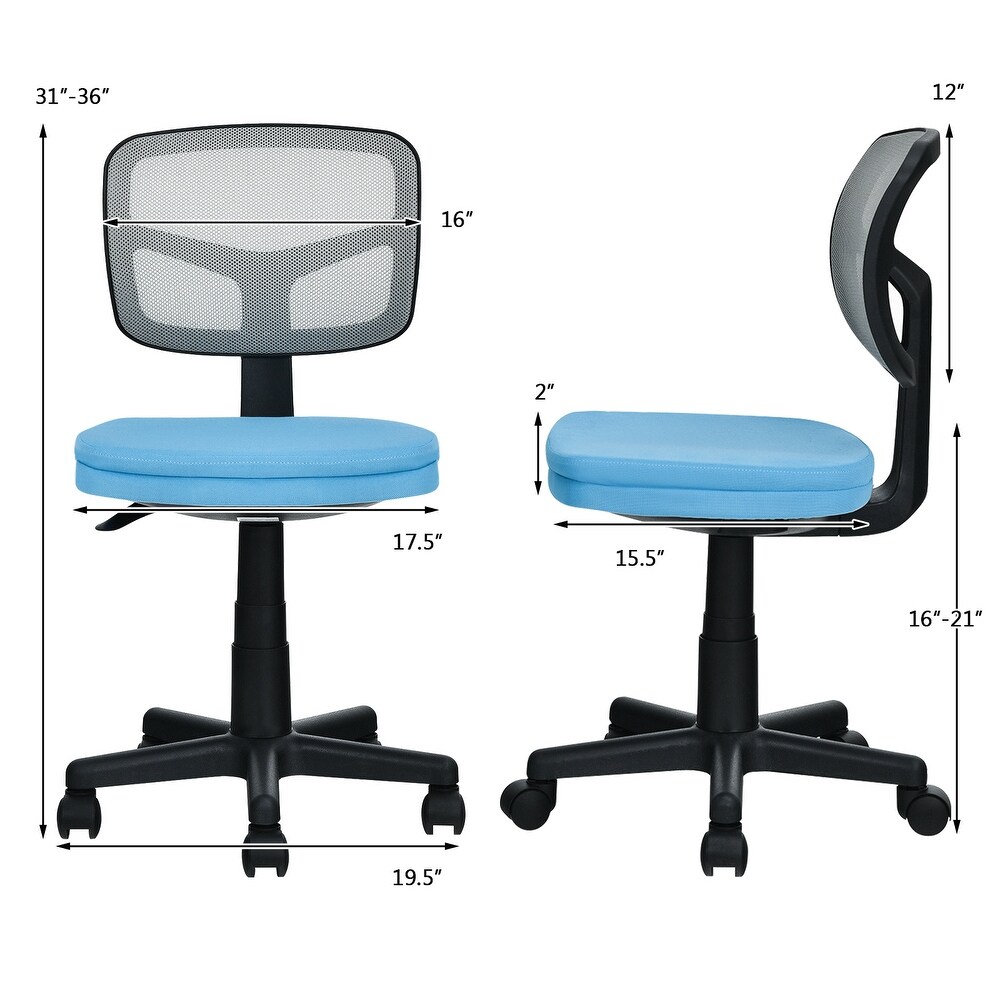 Armless Desk Chair Low Back Computer Chair Ergonomic Small Task Chair