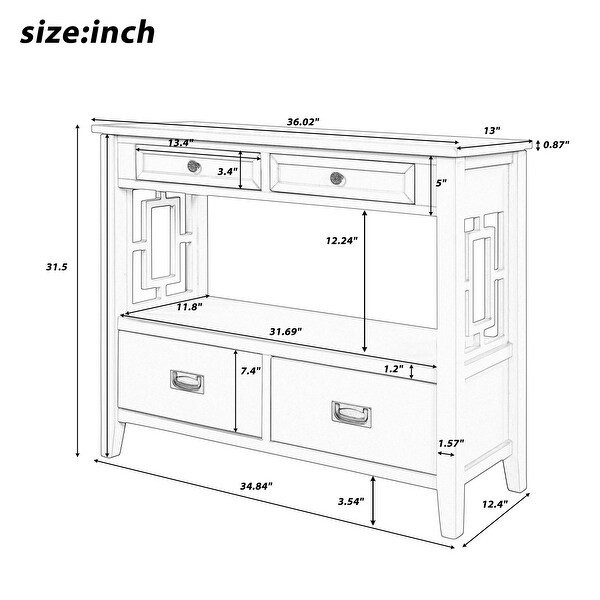 Modern Console Table Side Table with 4 Drawers and 1 Shelf