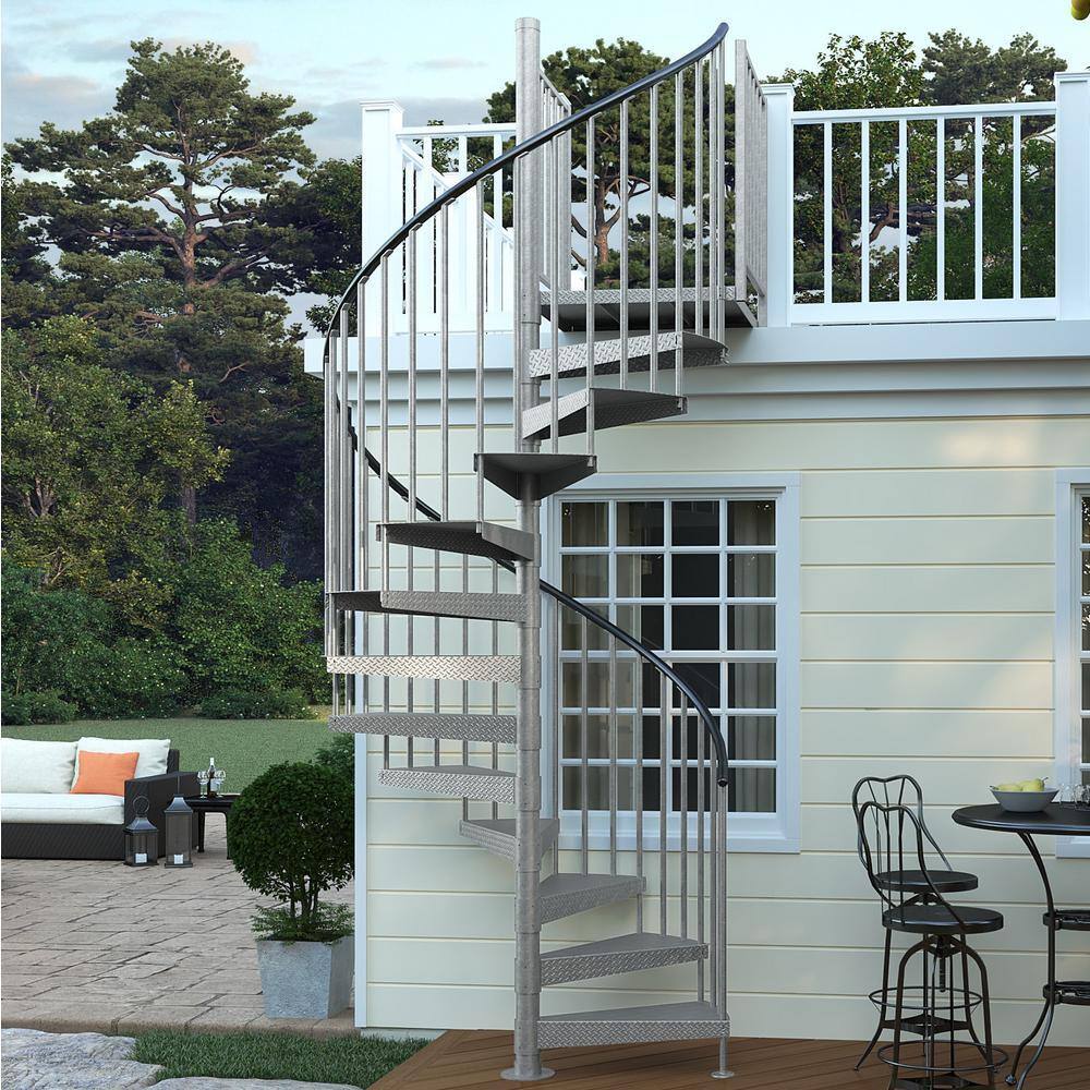 Mylen STAIRS Reroute Galvanized Exterior 42in Diameter Fits Height 102in - 114in 2 42in Tall Platform Rails Spiral Staircase Kit EC42Z11A004