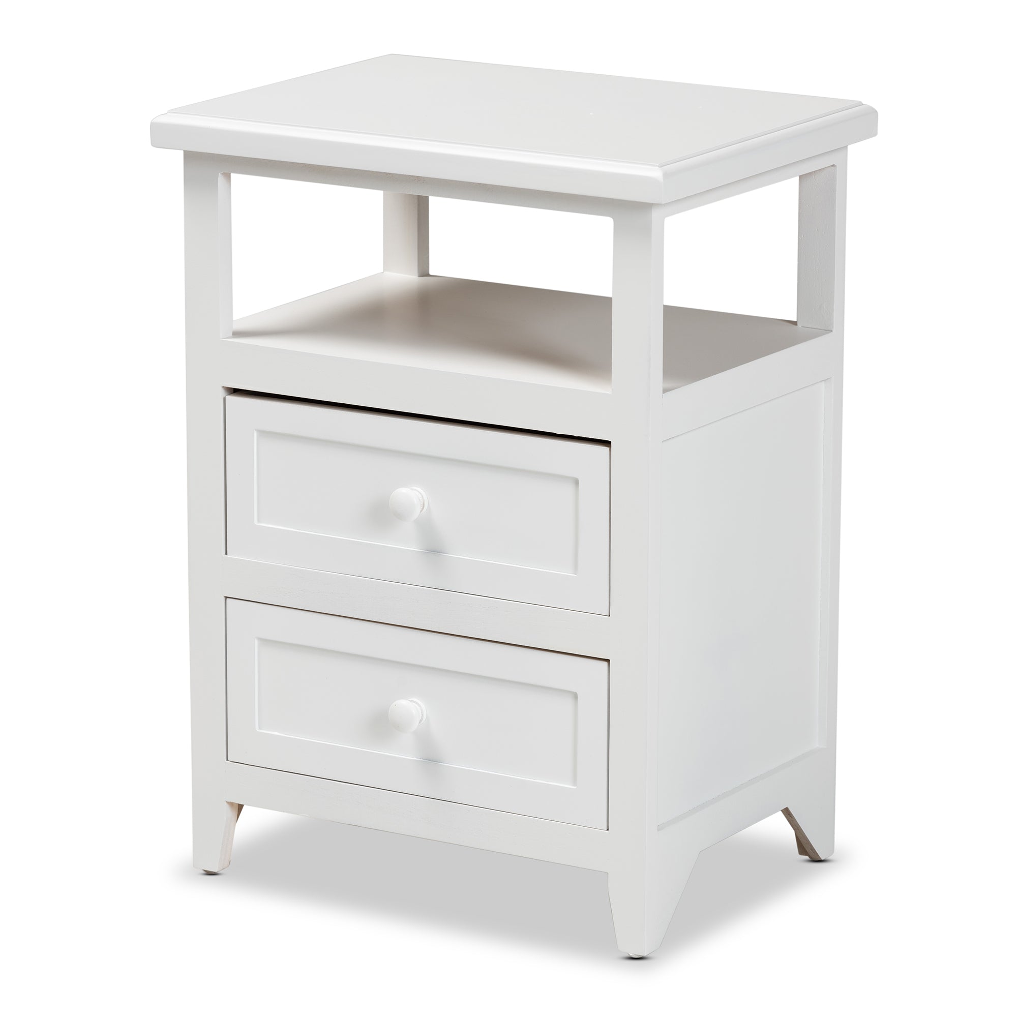 Baxton Studio Karsen Modern and Contemporary White Finished Wood 2-Drawer Nightstand