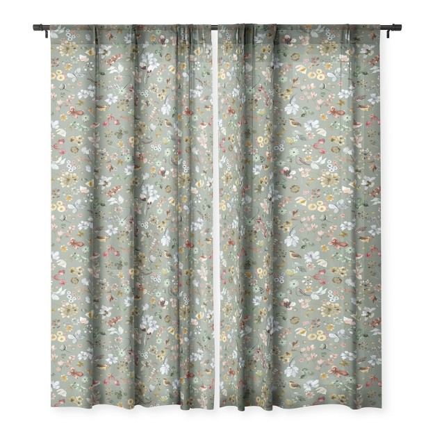 Ninola Design Wild Nature Countryside Green Single Panel Sheer Window Curtain Deny Designs