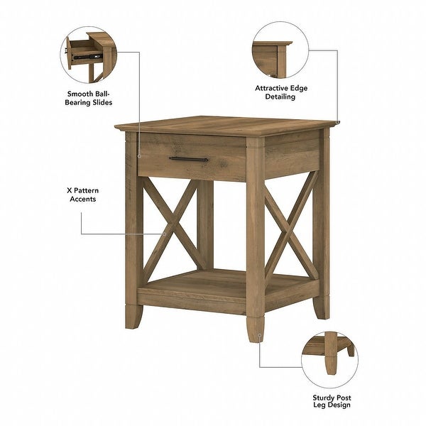 Key West End Table with Storage in Washed Gray