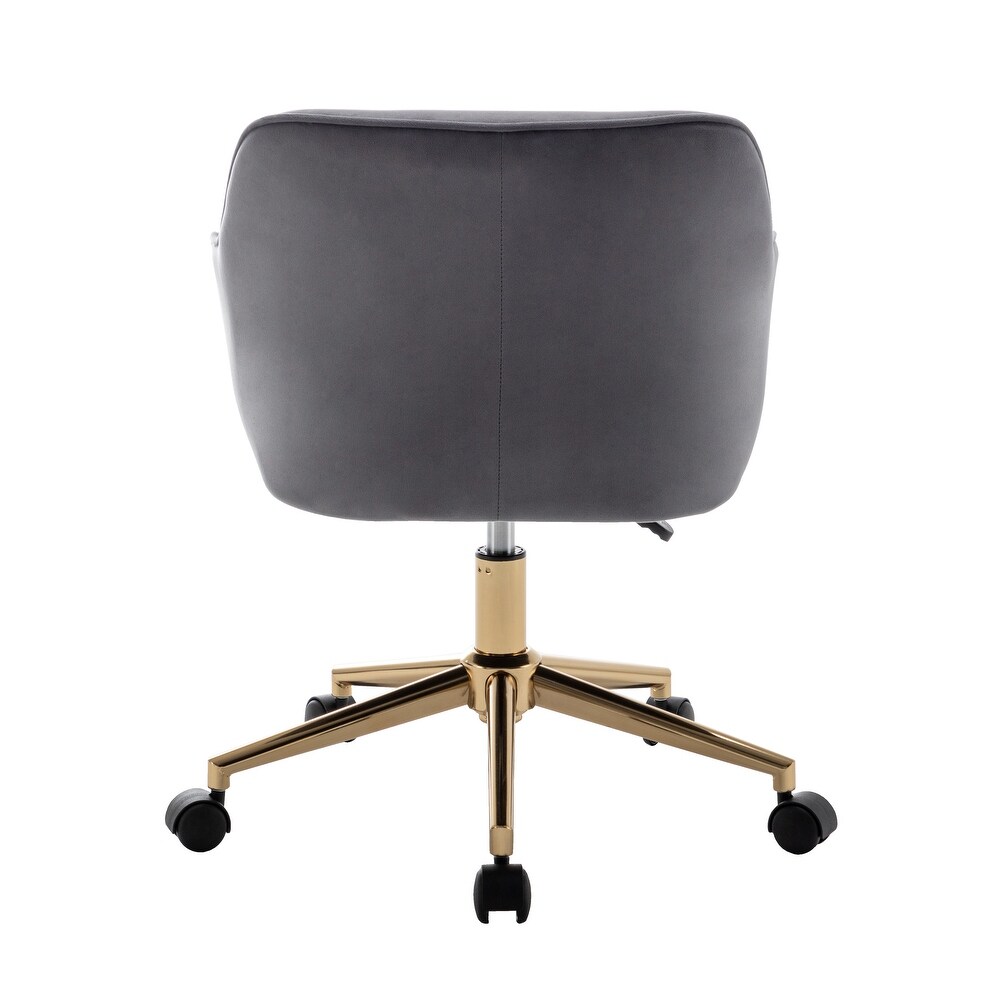 Porthos Home Raisa Velvet Office Chair with Gold Chrome Base