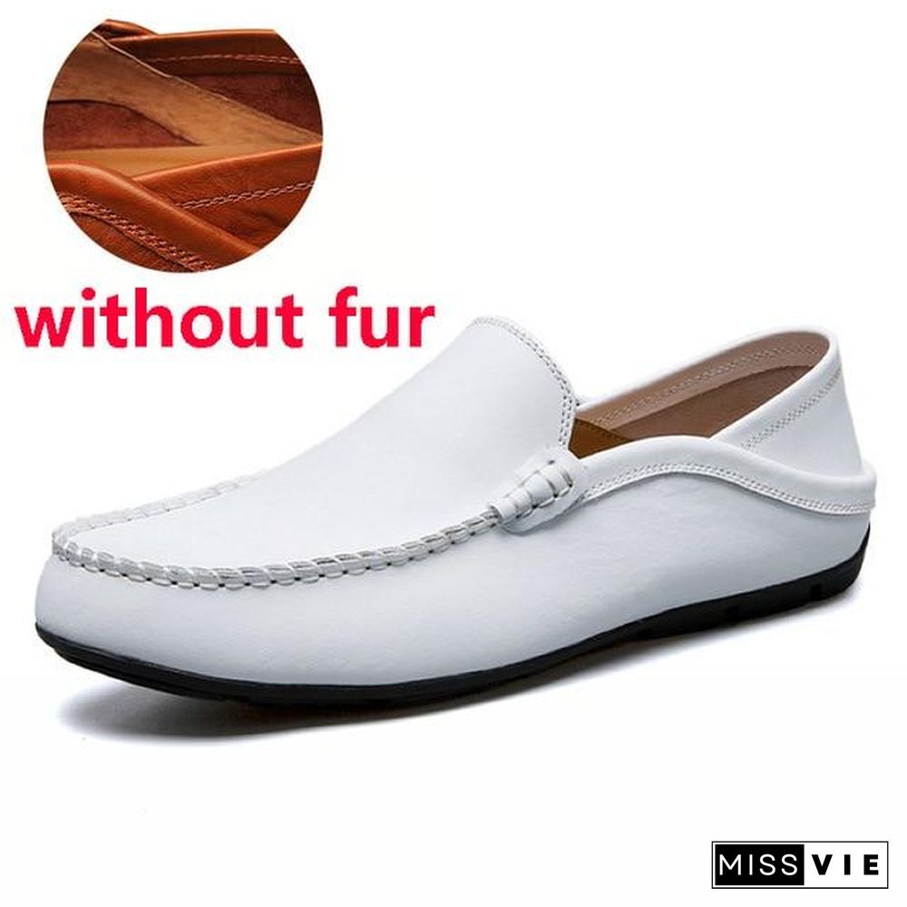 slip on casual men loafers mens moccasins shoes genuine leather men's flats shoes