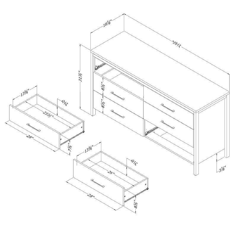 South Shore Munich 6-Drawer Double Dresser