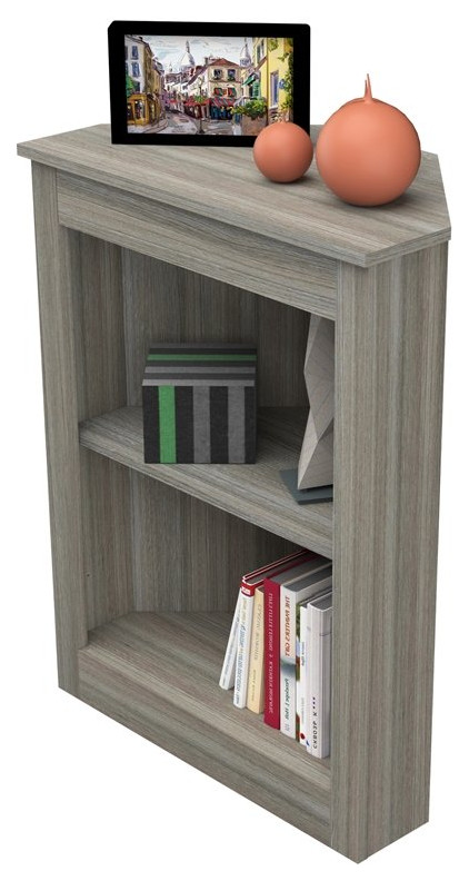 Inval America 31.5 quot2 Shelf Engineered Wood Corner Bookcase in Gray Smoke Oak   Transitional   Bookcases   by Homesquare  Houzz