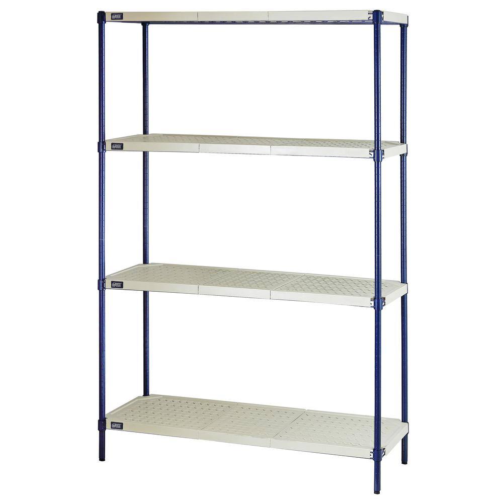 QUANTUM STORAGE SYSTEMS Blue 4-Tier Plastic Shelving Unit (18 in. W x 72 in. H x 48 in. D) RPWR72-1848E