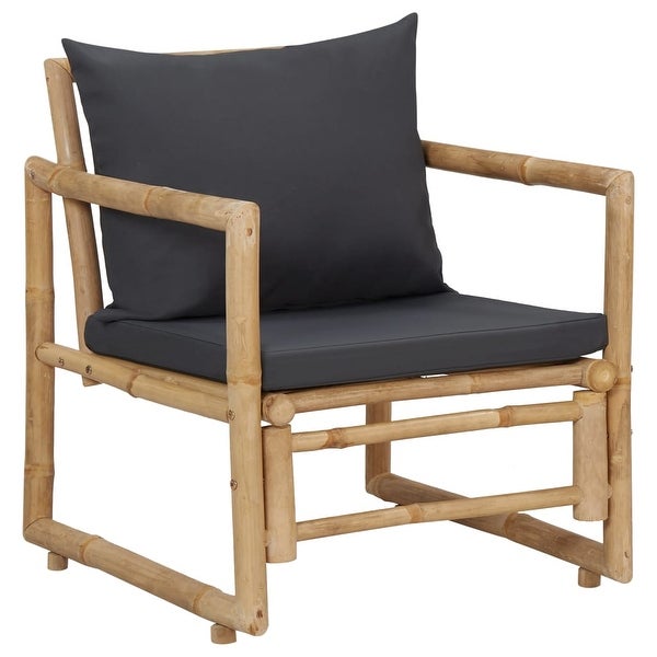 4 Piece Patio Lounge Set with Cushions Bamboo - Overstock - 35848266