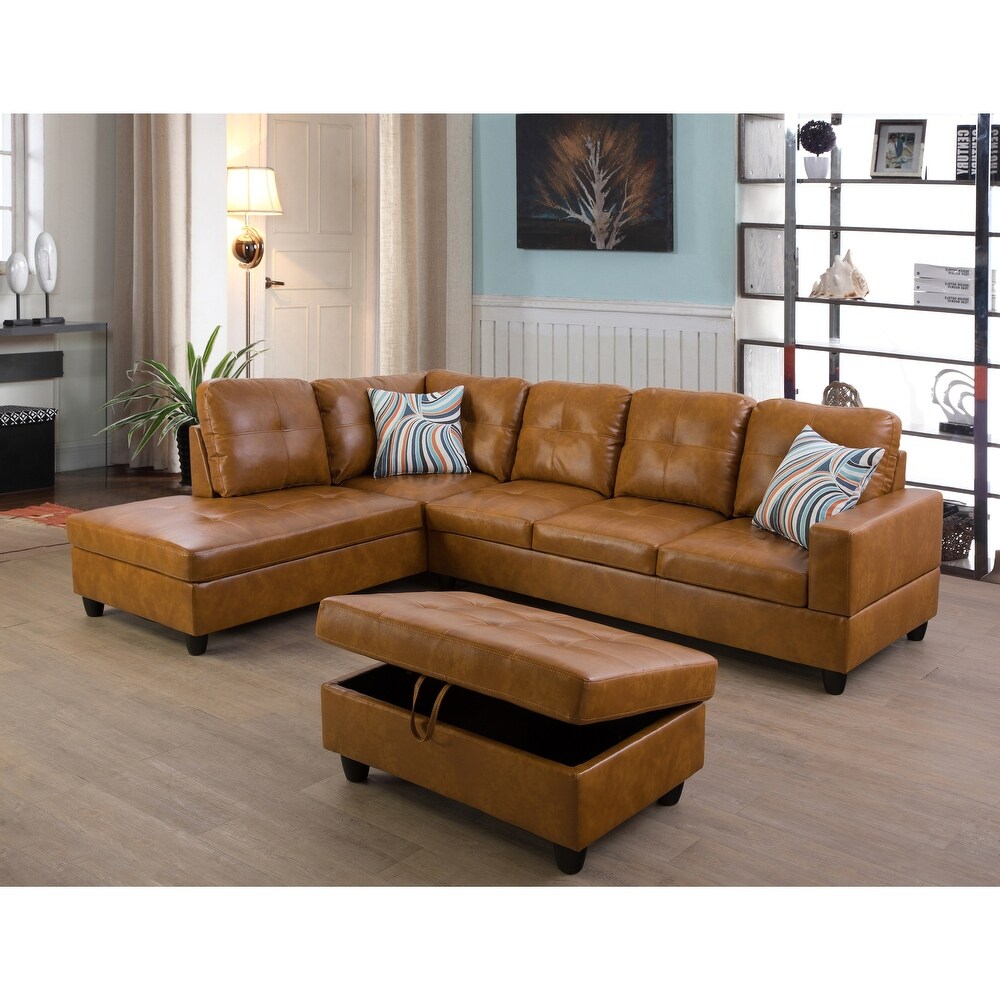 Left Facing Ginger 3 piece Sectional Sofa Set