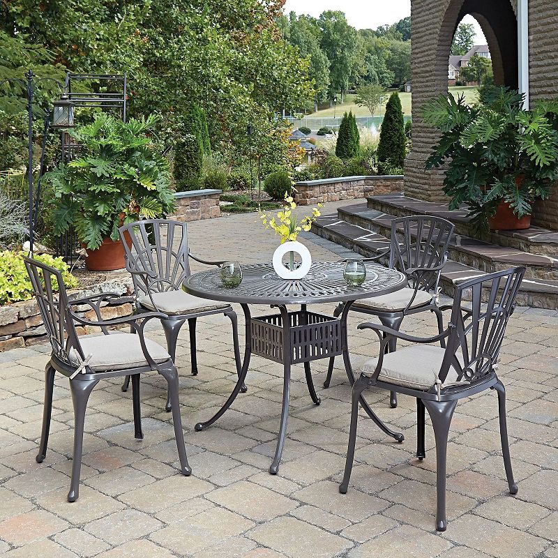 homestyles Round Patio Dining Table and Chair 5-piece Set